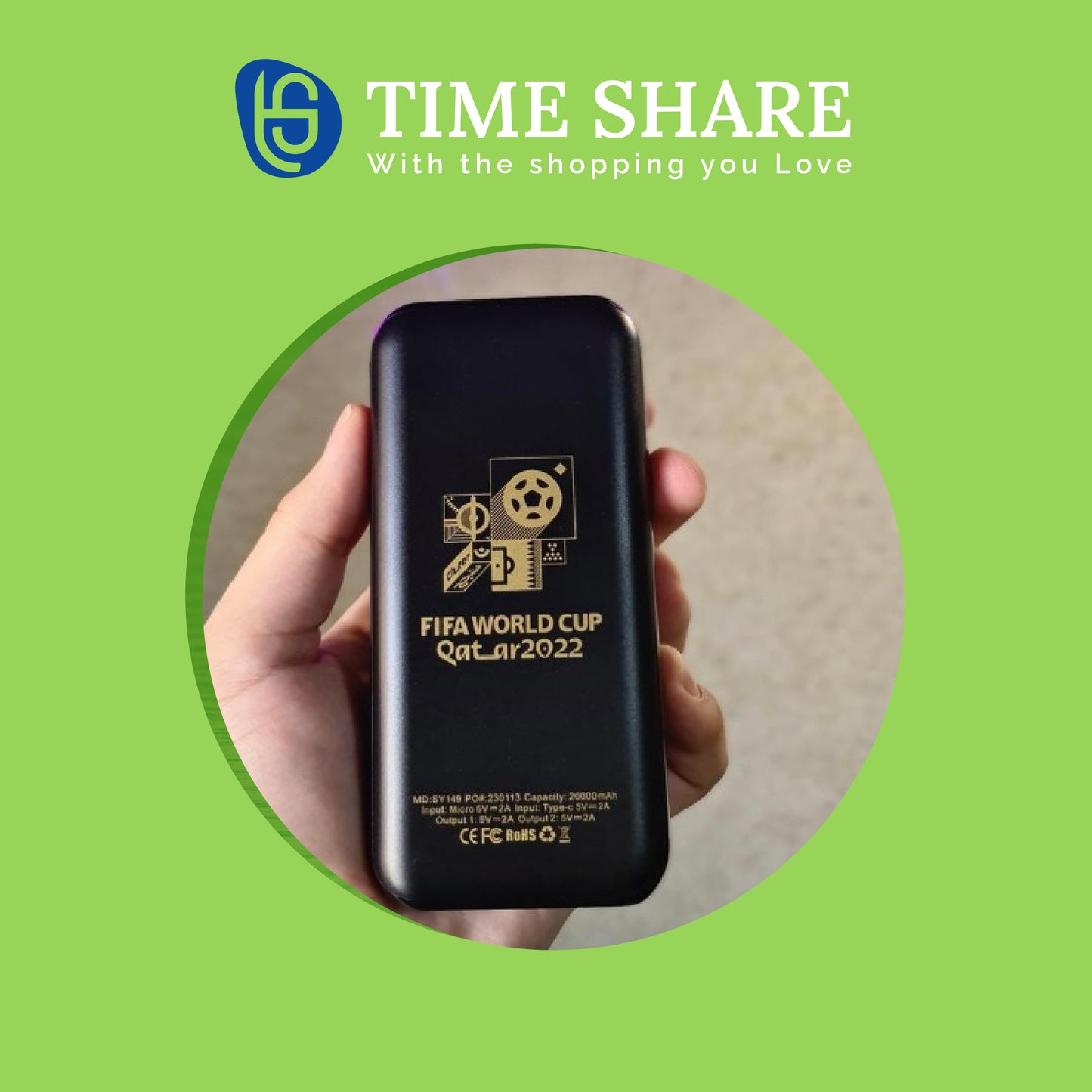 20000mAh FIFA World Cup Power Bank – Dual USB Output | Lightweight & Fast Charging
