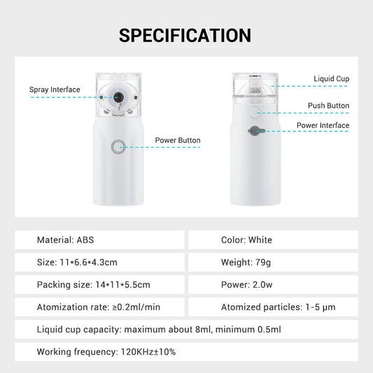 Portable Mesh Nebulizer Machine – Silent Handheld Inhaler for Kids & Adults