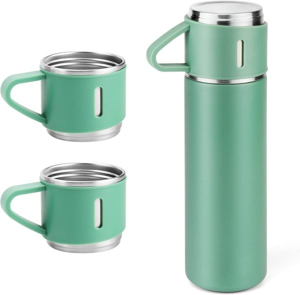 500ml Stainless Steel Vacuum Flask Gift Set – Insulated Thermos Bottle with 3 Cups (Random Color)