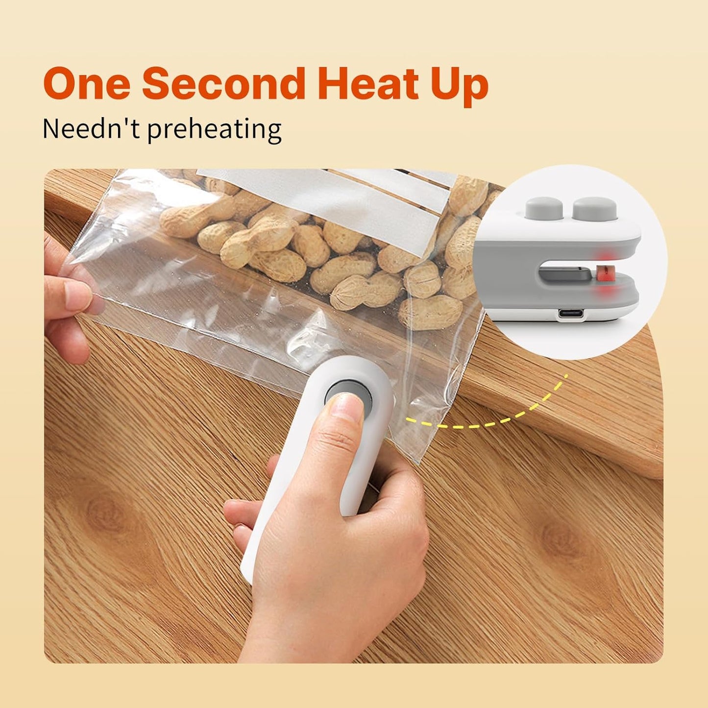 Mini Heat Sealer & Cutter 2-in-1 – USB Rechargeable Snack Bag Sealing Machine