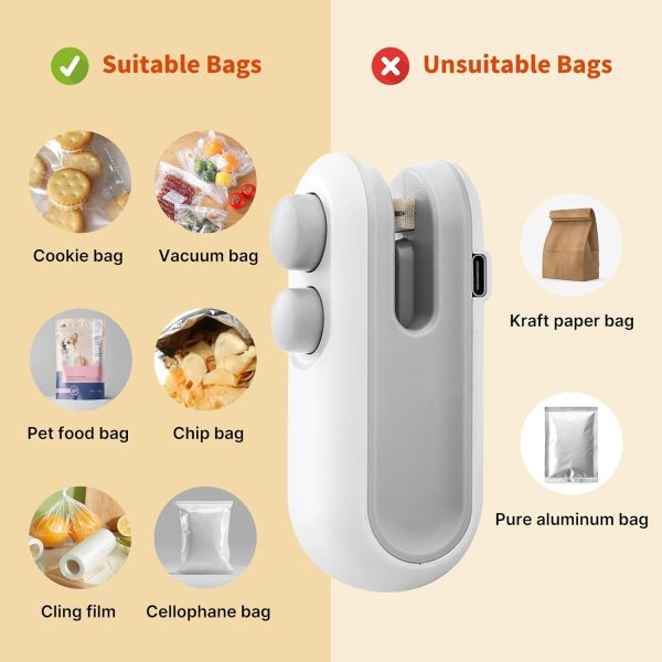 Mini Heat Sealer & Cutter 2-in-1 – USB Rechargeable Snack Bag Sealing Machine