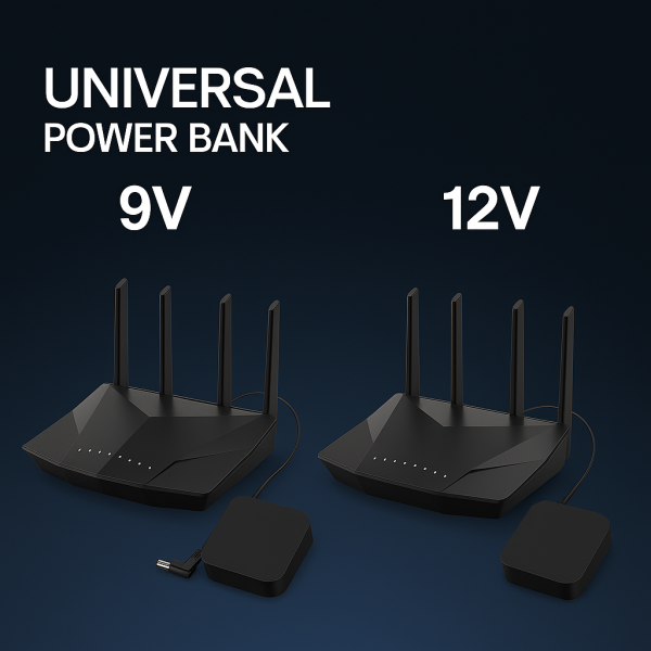 WiFi Router Power Bank 20000mAh – Backup Battery for 9V & 12V Routers