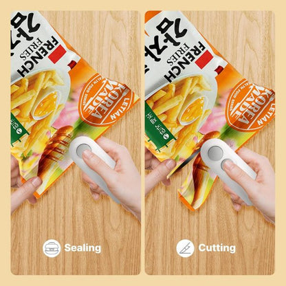 Mini Heat Sealer & Cutter 2-in-1 – USB Rechargeable Snack Bag Sealing Machine