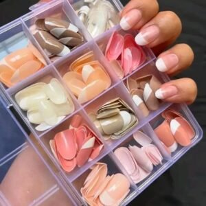 144-pcs-multicolor-false-nails-box-stylish-durable-easy-to-use-for-everyday-fashion-parties-and-nail-art-designs-with-nail-glue